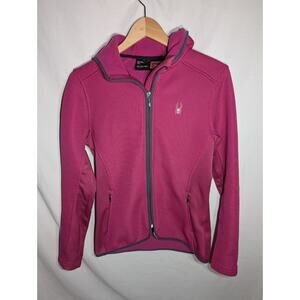 Spyder Active Womens Ribbed Fleece Full Zip Sweatshirt Jacket Sz Medium Pink